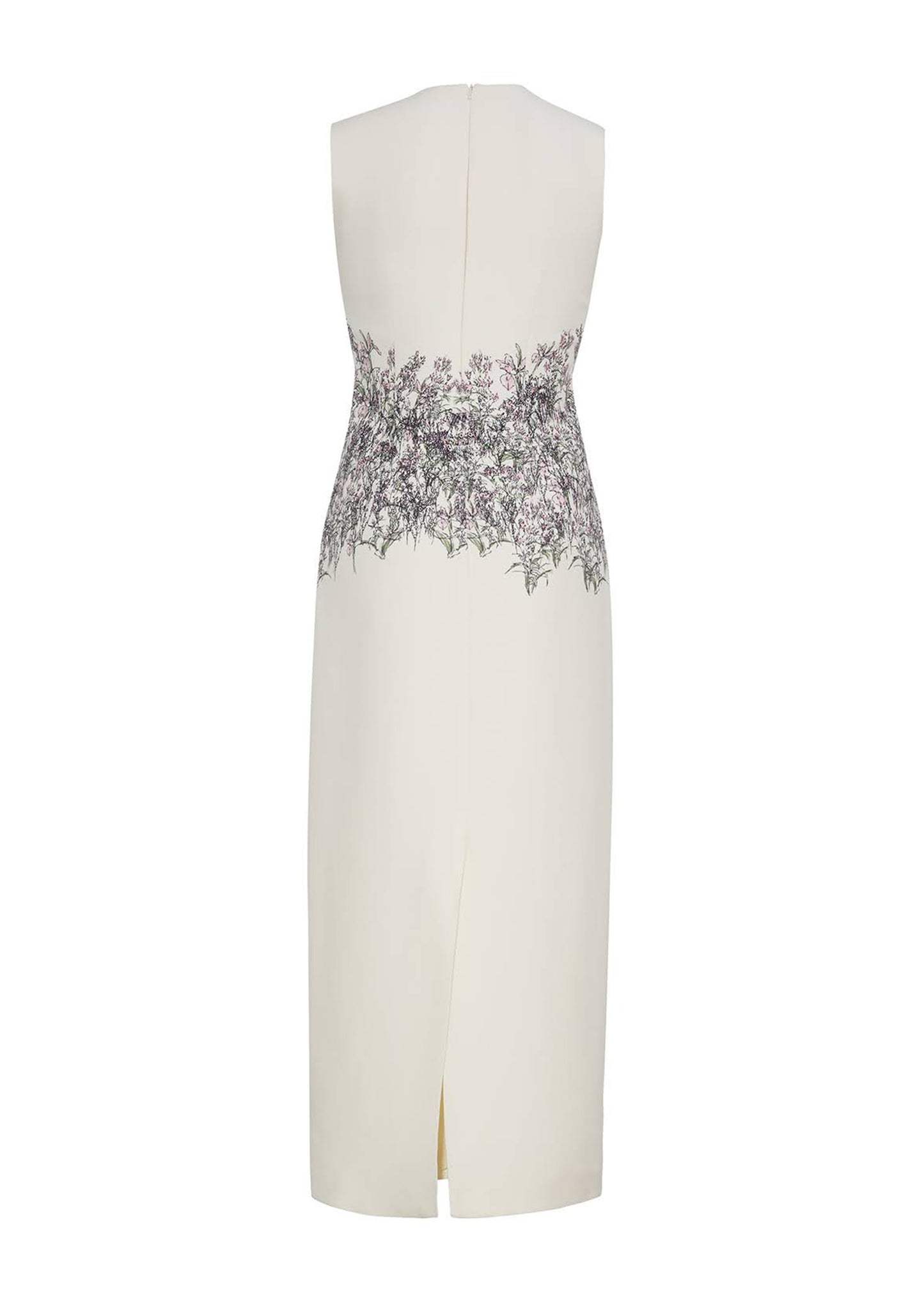 back ghost image of the Ophelia Dress in Printed Silk Wool in Rose/Ivory