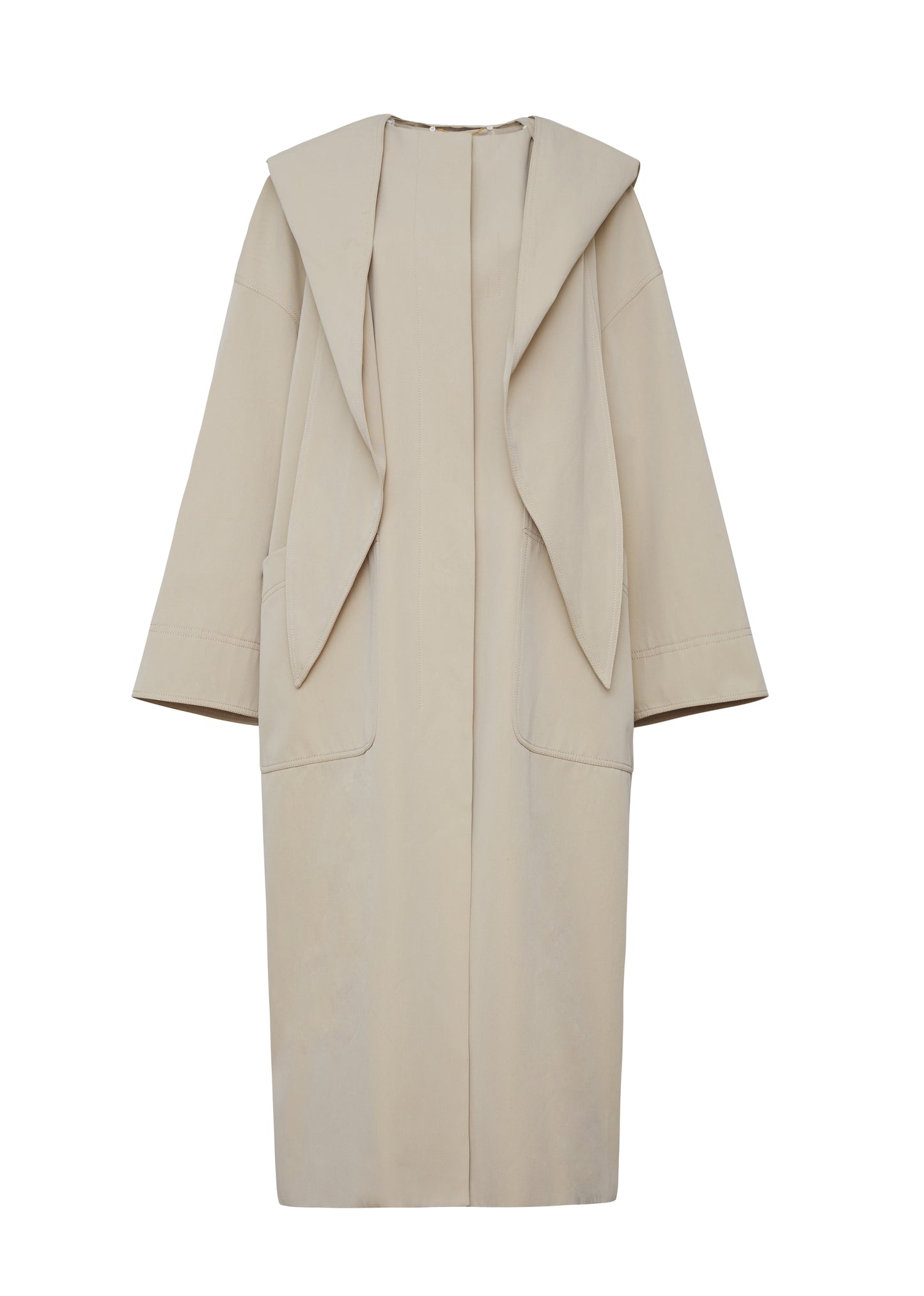 front ghost image of the Gesse Coat in Cotton Twill in Khaki