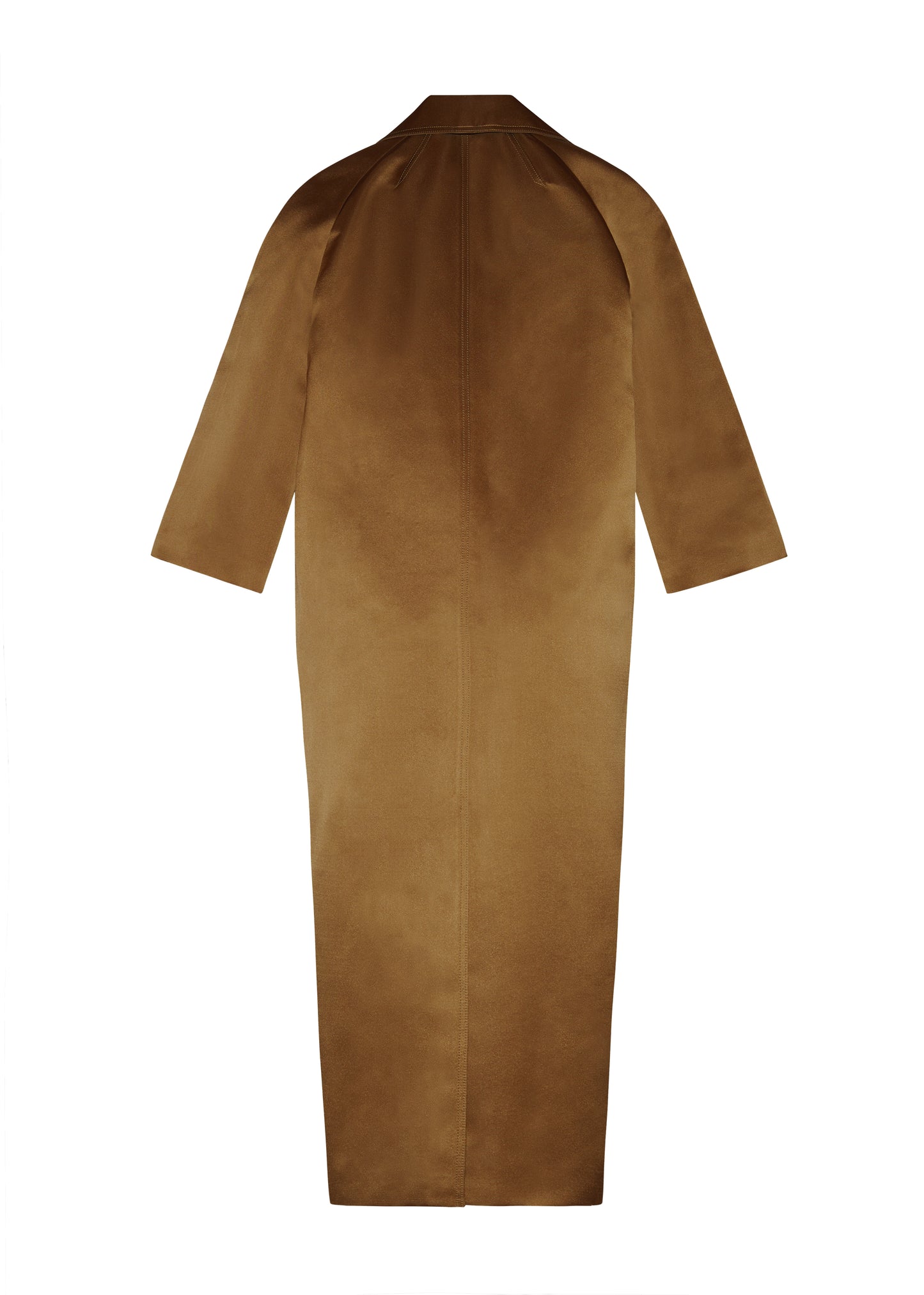 Back Ghost Image of Opera Coat in Duchess Satin in Bronze