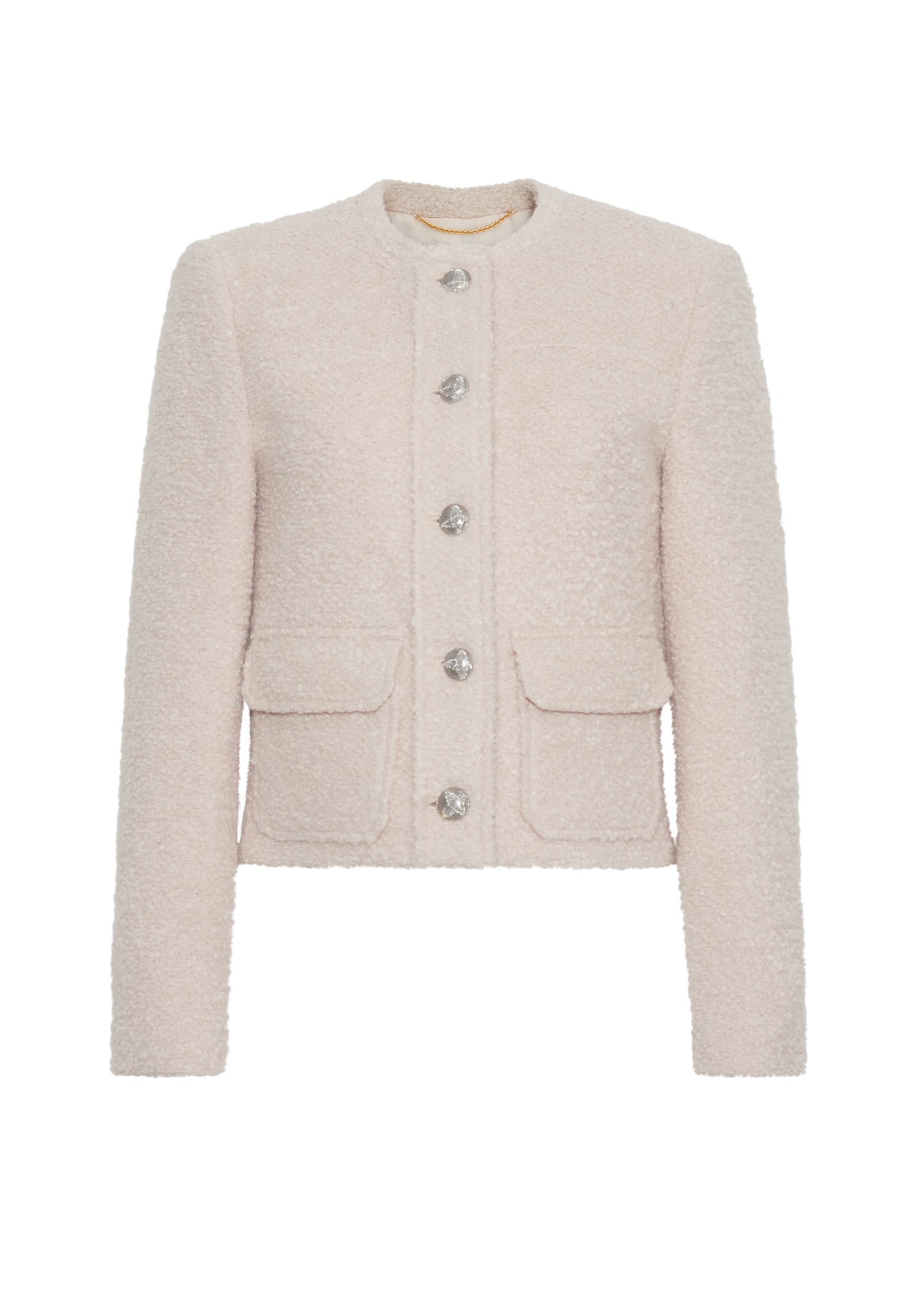 front ghost image of the Lana Jacket in Brushed Boucle in Blush