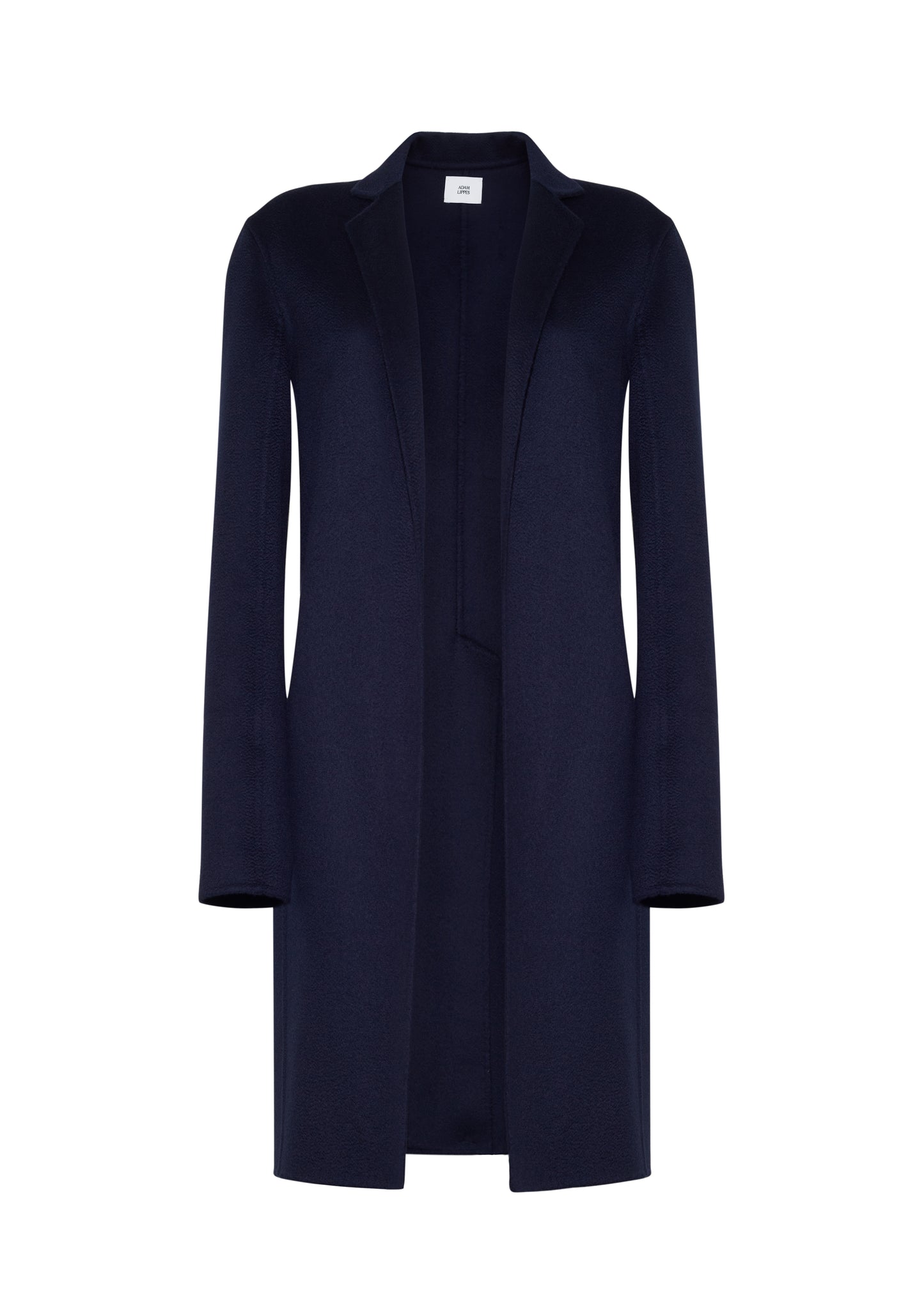 ghost image of the front of the short coat in zibeline cashmere in navy