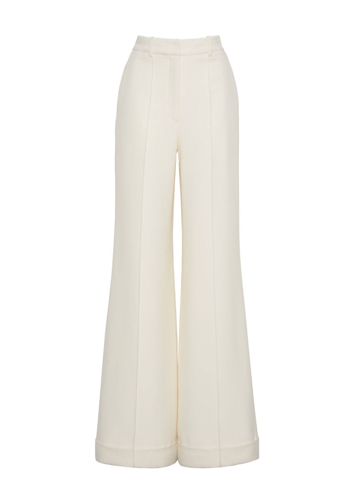 ghost image showing the front of the deeda pant in silk wool ivory by Adam Lippes