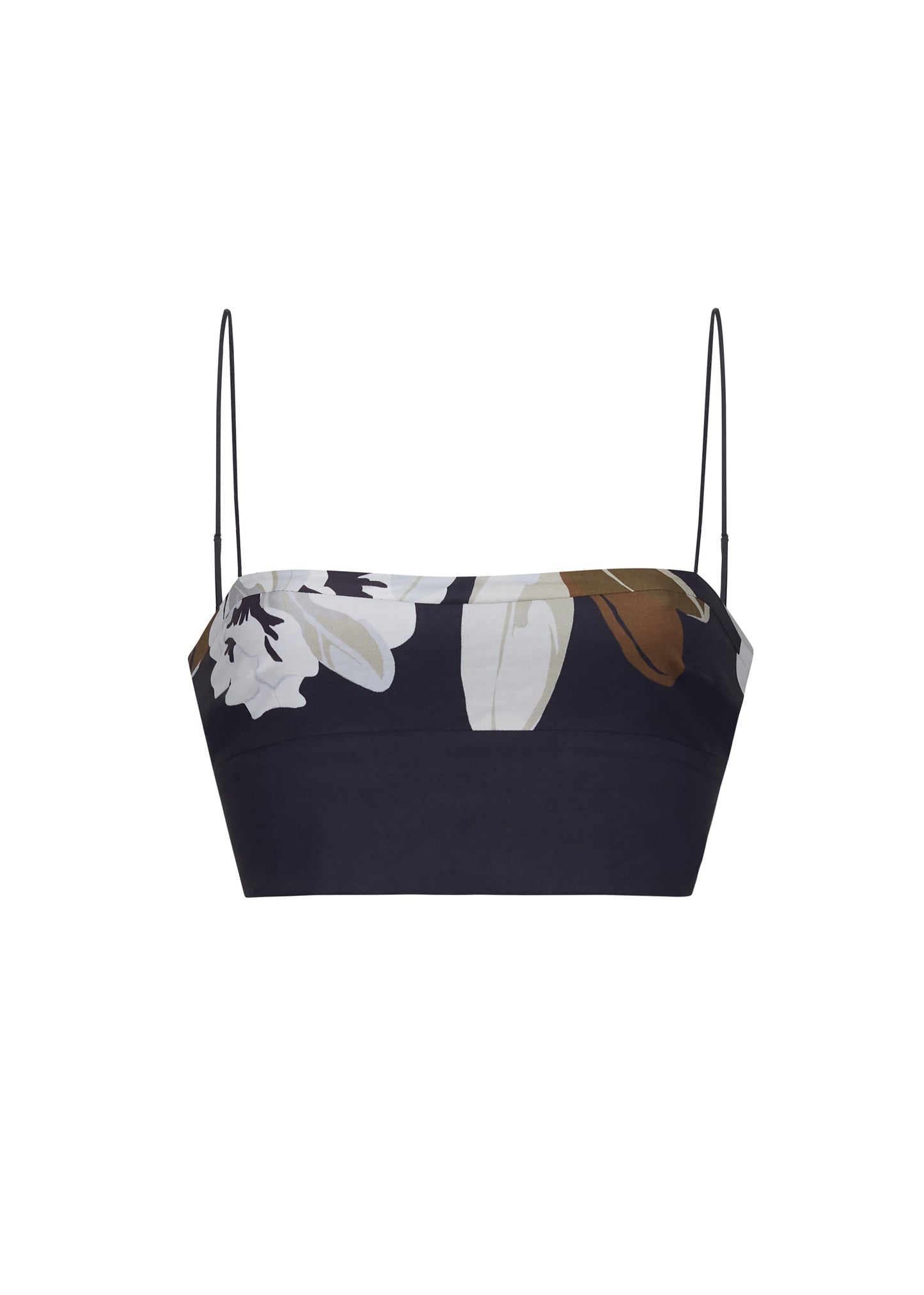 Ghost image front – bex top, P25143PV, black/white – Adam Lippes, P25 collection: Crafted from 100% cotton voile, the Bex Top showcases this season’s Sicily-inspired floral motif. The cropped silhouette offers a modern fit, while delicate straps and a clean neckline lend a minimalist touch.