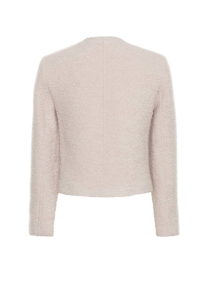 back ghost image of the Lana Jacket in Brushed Boucle in Blush