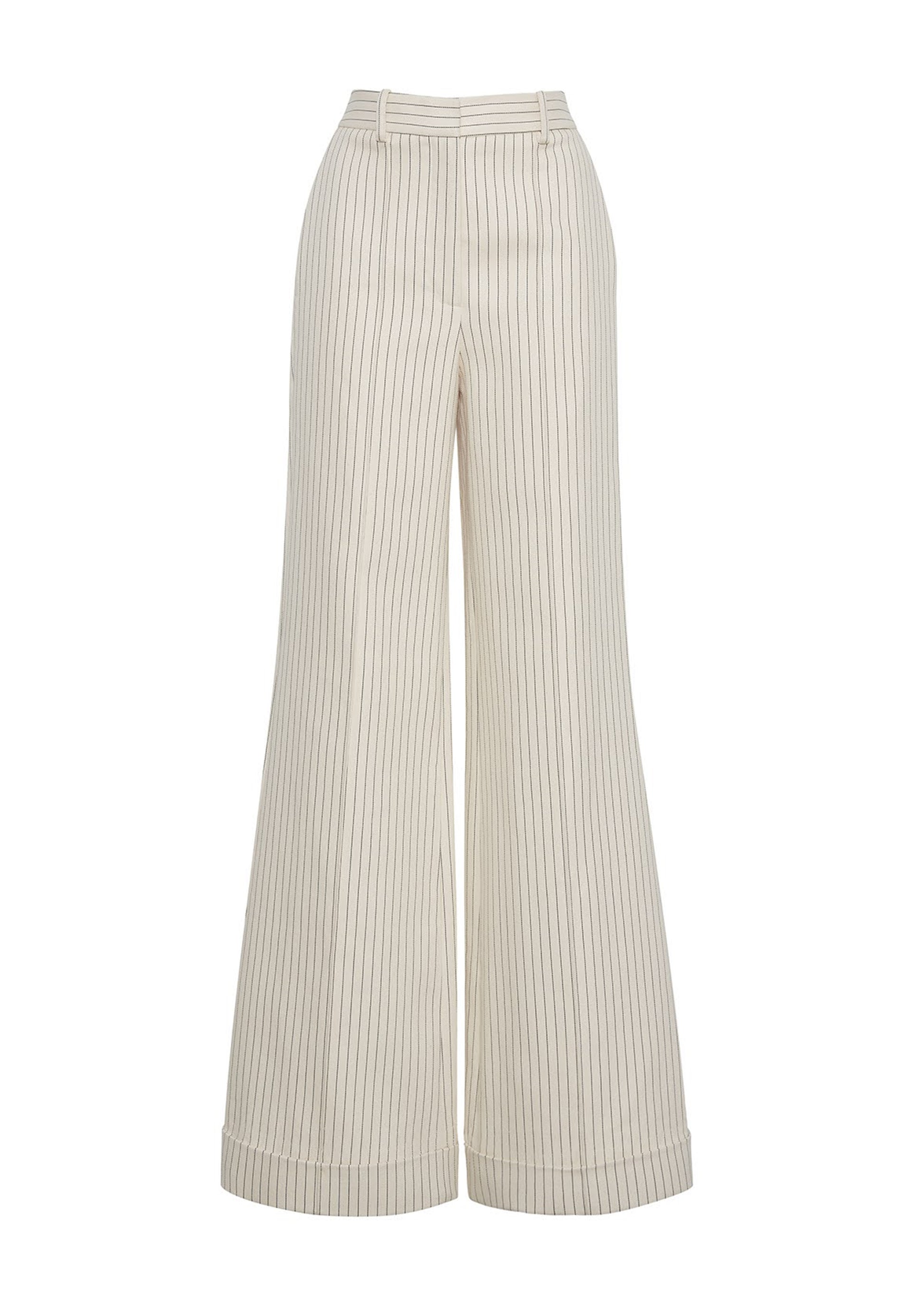 front ghost image of Deeda Pant in Pinstripe Twill in Canvas/Indigo
