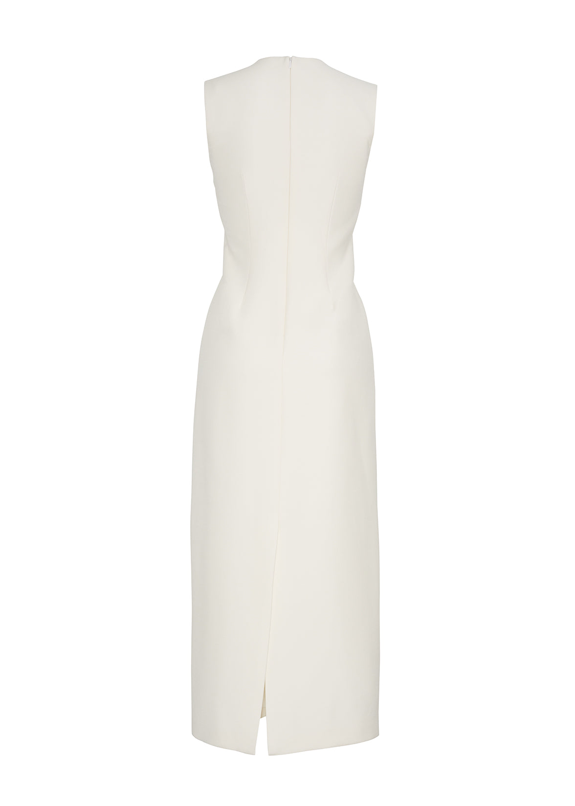 ghost image showing the back of the Ophelia Dress in Silk Wool in ivory.by Adam Lippes