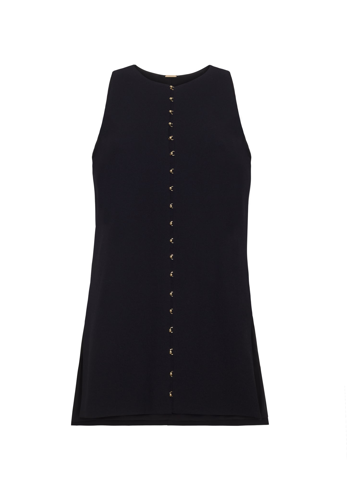 ghost image of the front of the Nazra Tunic in Light Wool Crepe Black