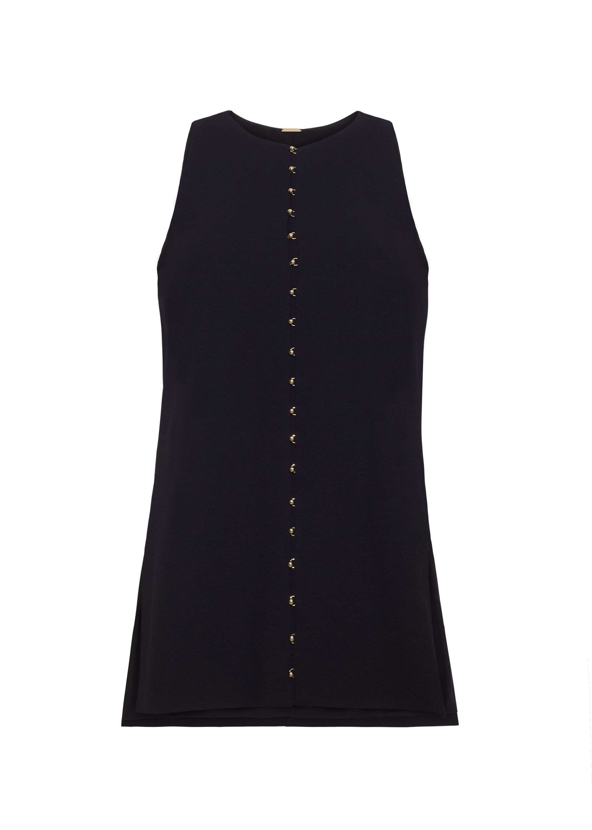 ghost image of the front of the Nazra Tunic in Light Wool Crepe Black
