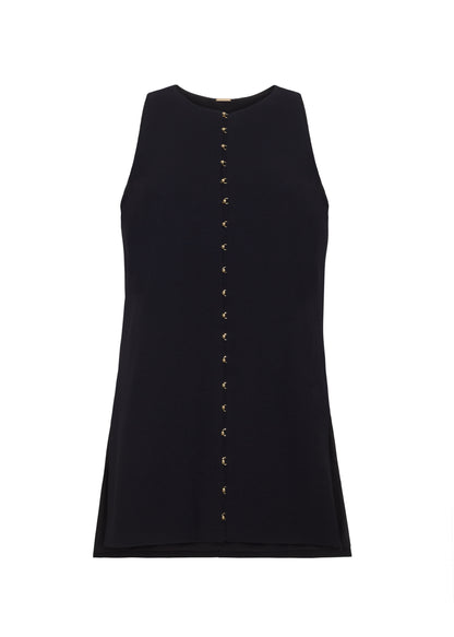 ghost image of the front of the Nazra Tunic in Light Wool Crepe Black