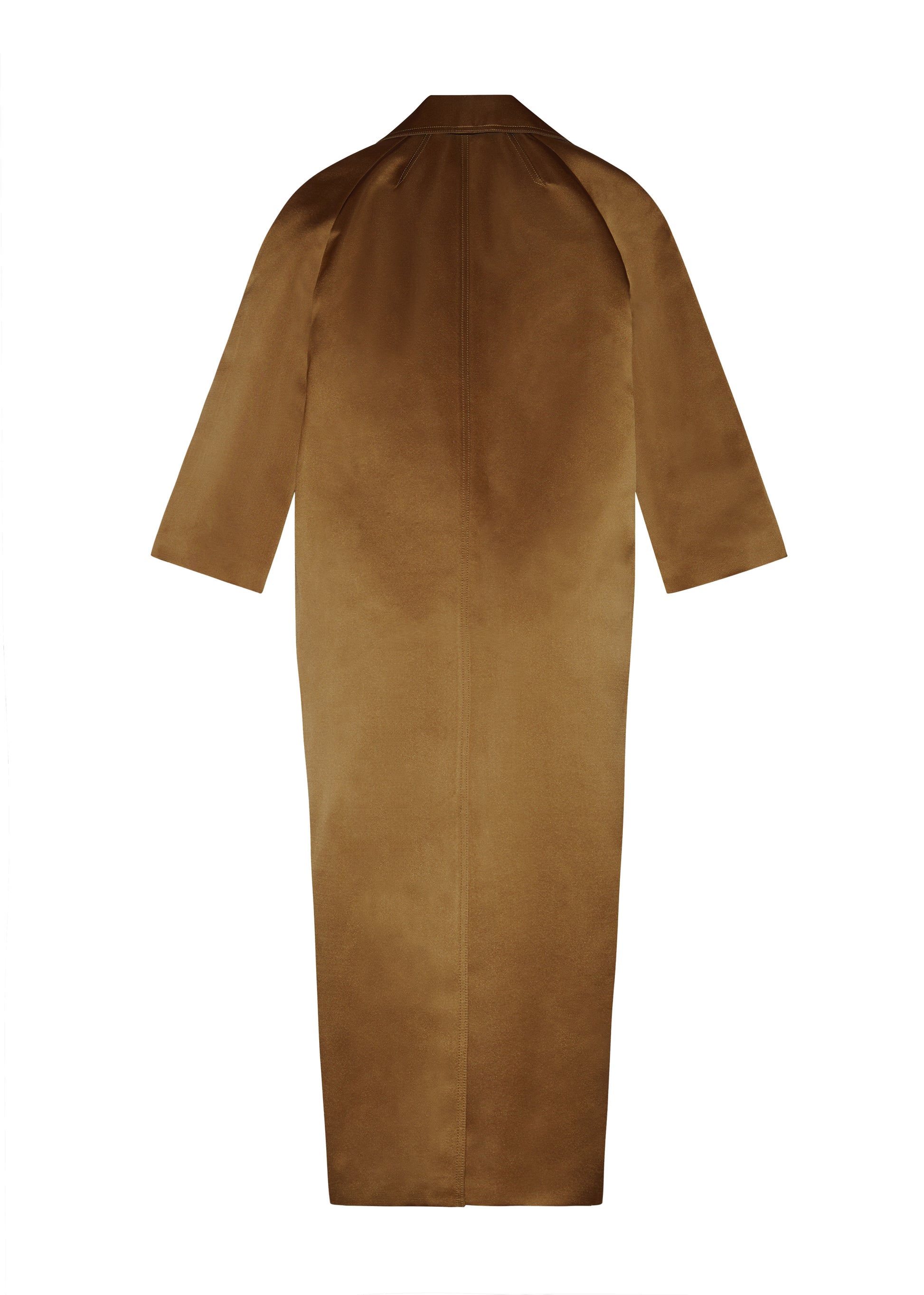 Back Ghost Image of Opera Coat in Duchess Satin in Bronze 