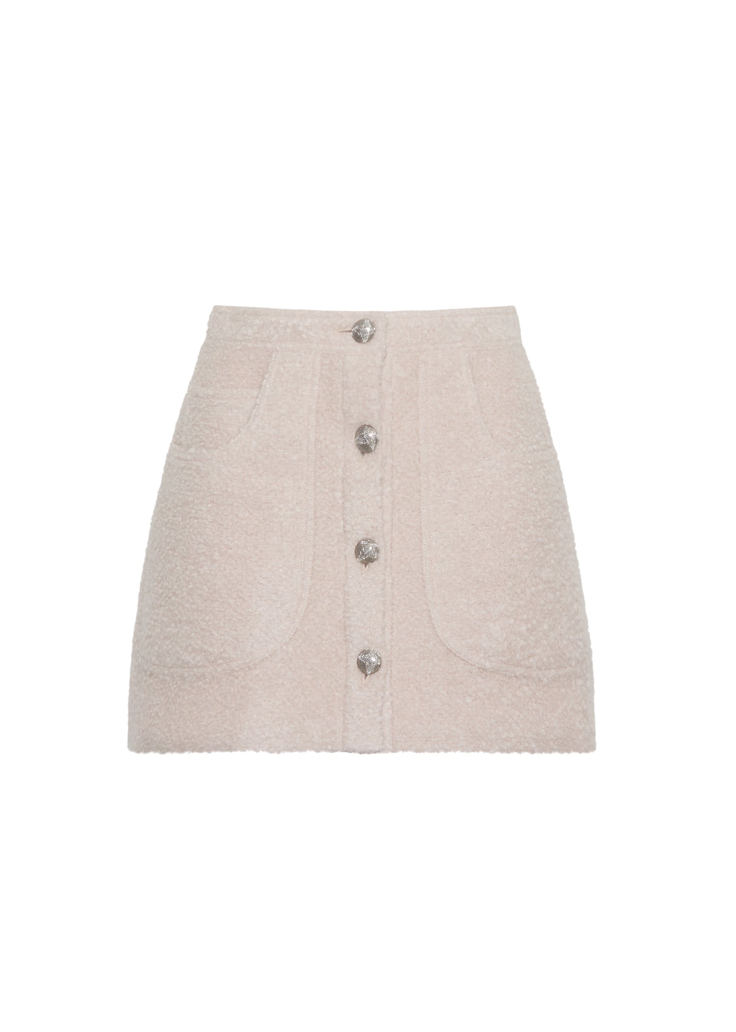 front ghost image of the Maisey Skirt in Brushed Boucle in Blush