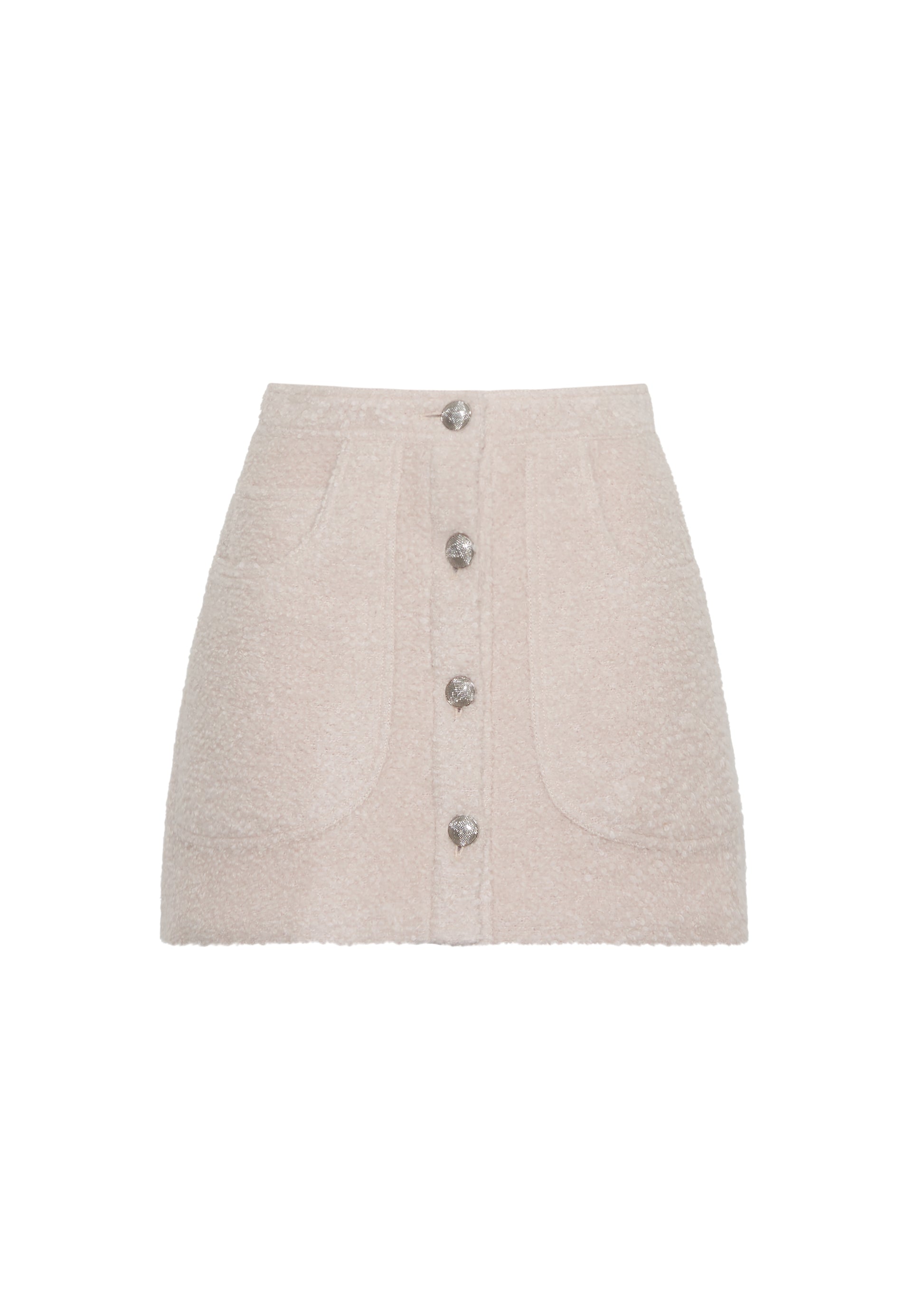 front ghost image of the Maisey Skirt in Brushed Boucle in Blush