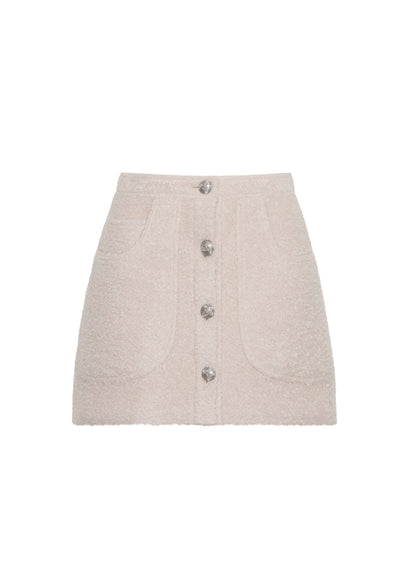 front ghost image of the Maisey Skirt in Brushed Boucle in Blush