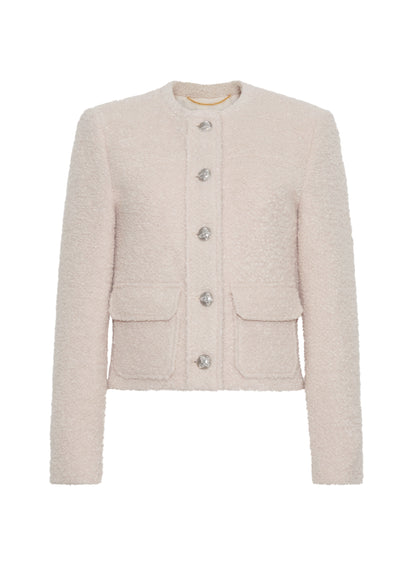 front ghost image of the Lana Jacket in Brushed Boucle in Blush