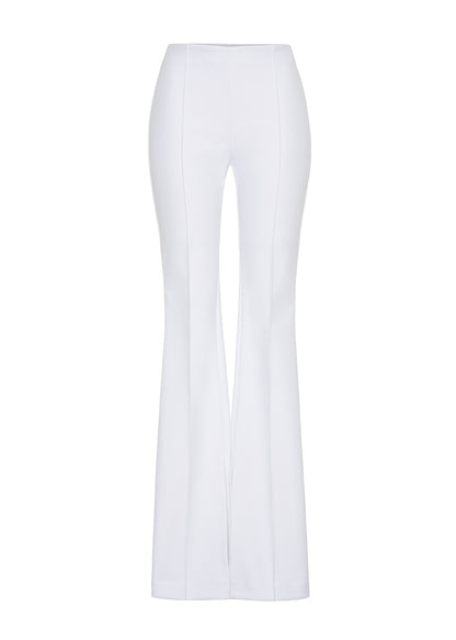 front ghost image of the eva flare pant in bonded neoprene in white by adam lippes