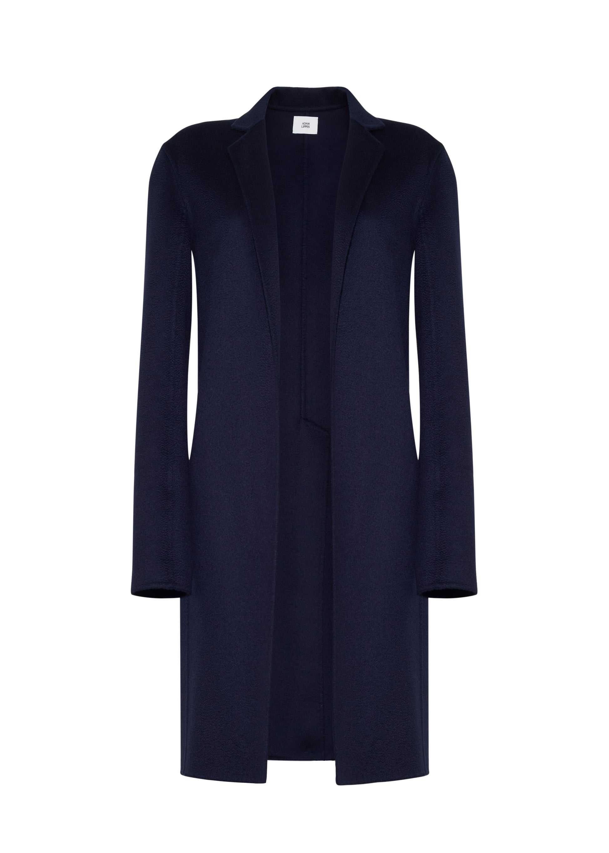 ghost image of the front of the short coat in zibeline cashmere in navy