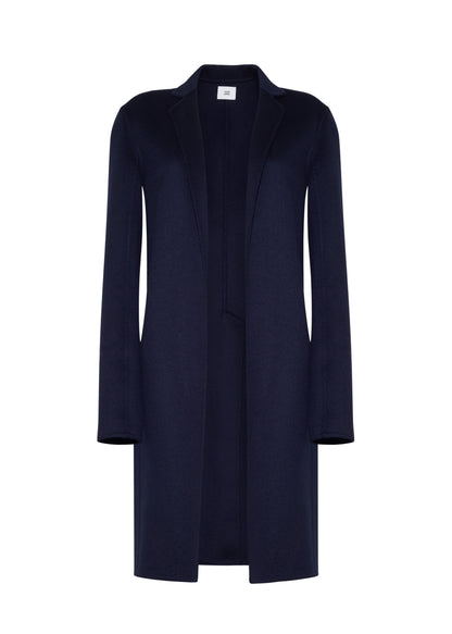 ghost image of the front of the short coat in zibeline cashmere in navy