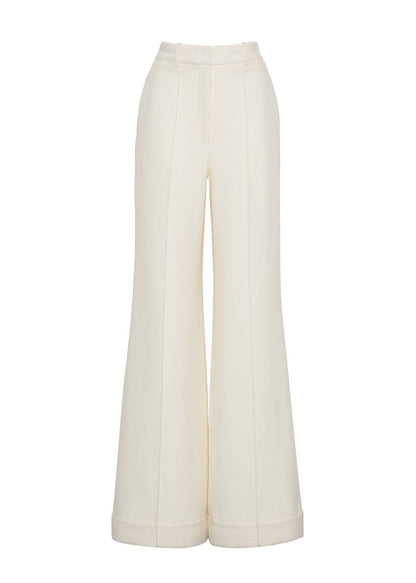 ghost image showing the front of the deeda pant in silk wool ivory by Adam Lippes