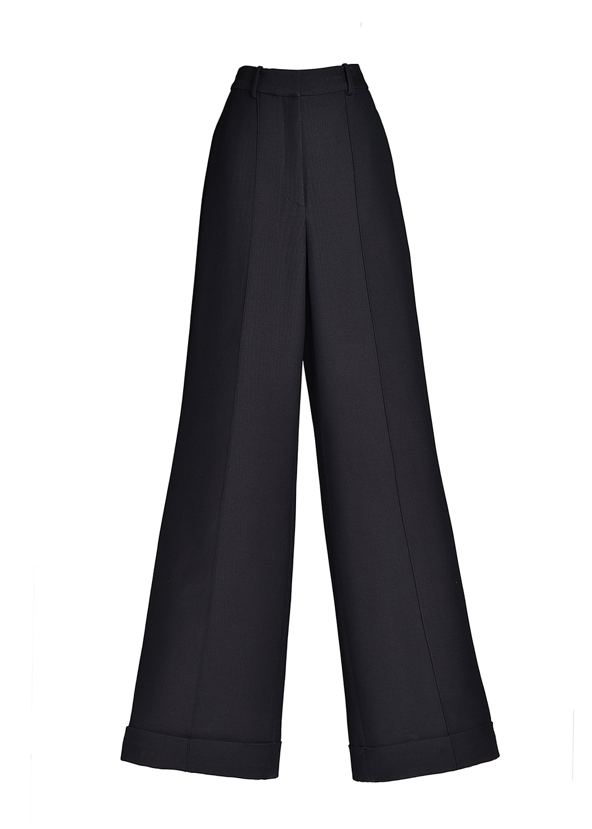 Ghost image showing front of silk wool deeda pant in black by Adam Lippes