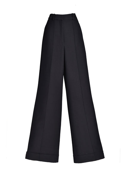 Ghost image showing front of silk wool deeda pant in black by Adam Lippes