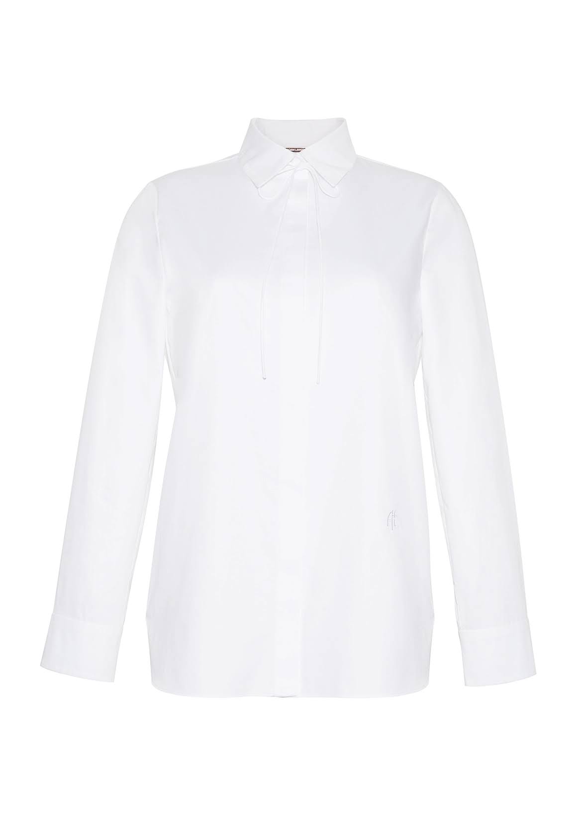 ghost image of the front of the shirt with thin bow in white by Adam Lippes