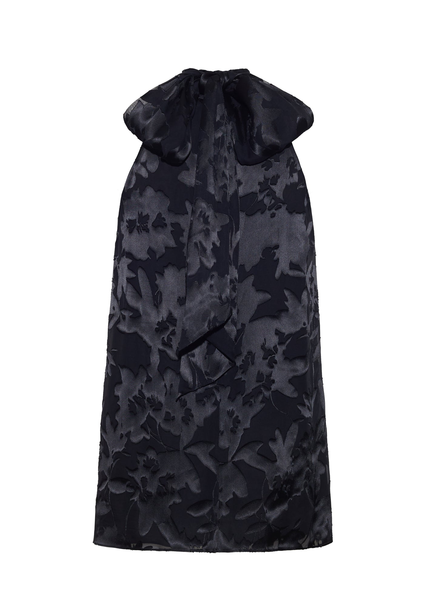 Back ghost image – giulia top, P25117DV, Black – Adam Lippes, P25 collection: The Giulia Top is crafted from elegant burn-out fabric, and features an intricate floral design. The classic black hue enhances the rich texture, while the flowing silhouette exudes sophistication. Pair with the Emi Skirt in Devore for a coordinated ensemble.