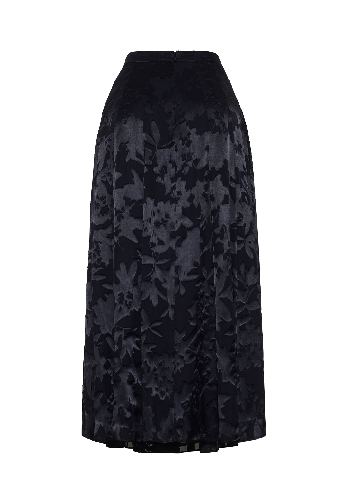Ghost image back – Emi Skirt, P25410DV, Black – Adam Lippes, P25 collection: The Emi Skirt is crafted from elegant burn-out fabric, and features an intricate floral design. The classic black hue, paired with the floral pattern, creates a striking yet sophisticated look. Pair with the Giulia Top for a coordinated ensemble.
