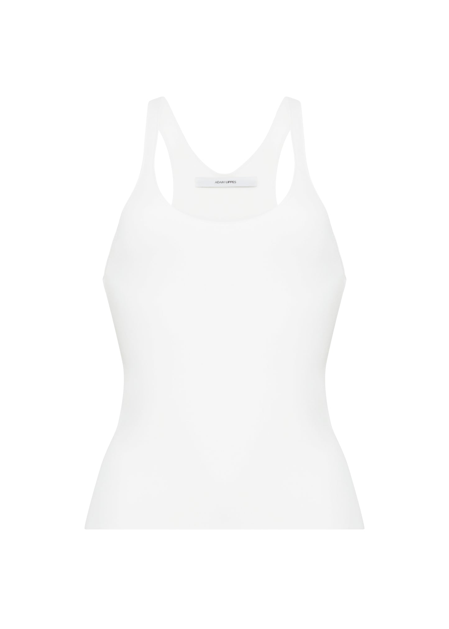 Ghost image front – lumii tank , P25601VI, ivory – Adam Lippes, P25 collection:A new silhouette from the atelier, the Lumii Tank is crafted from luxurious knitted viscose. Clean lines and athletic-inspired straps make it a versatile piece for layering or wearing alone.