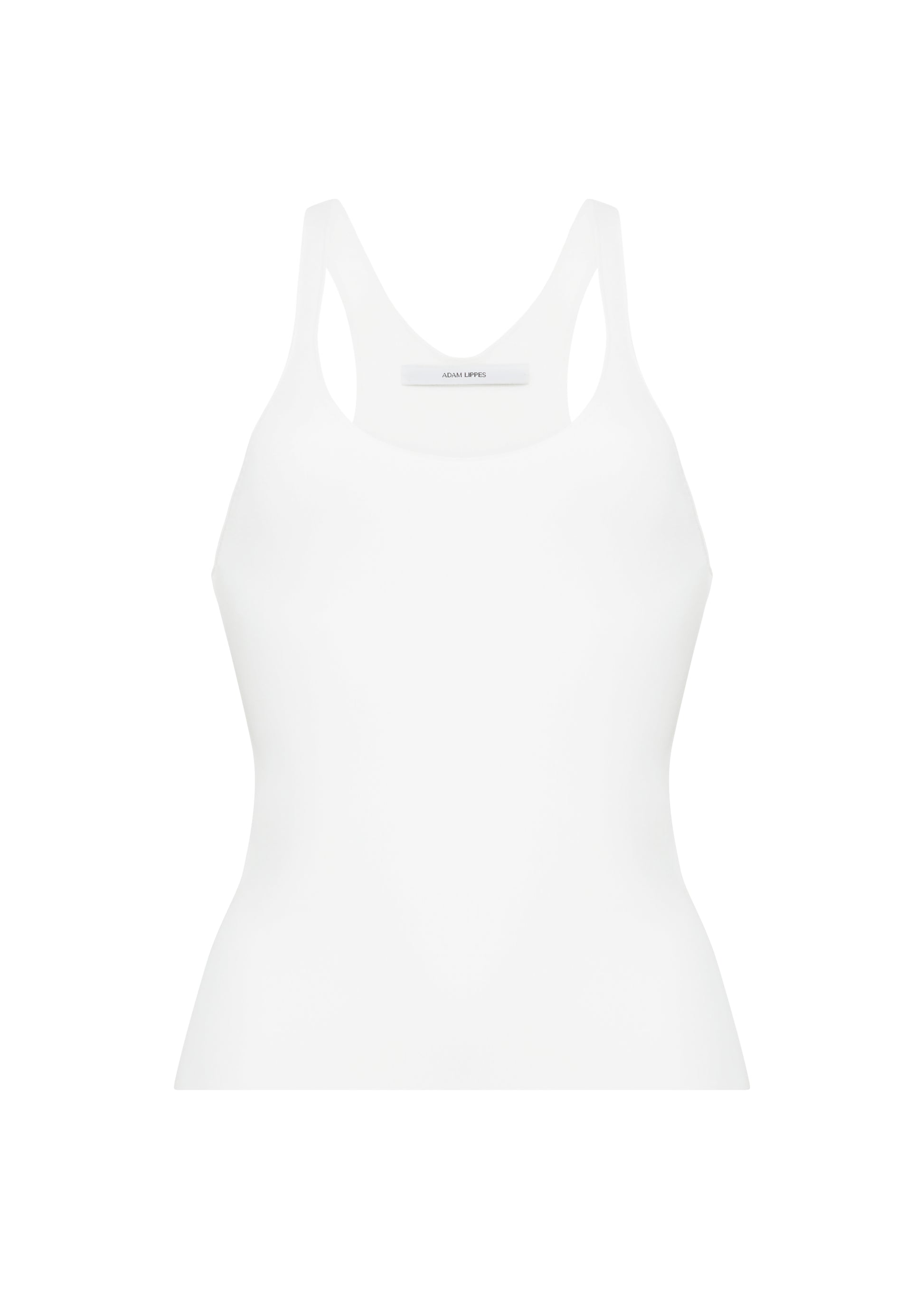 Ghost image front – lumii tank , P25601VI, ivory – Adam Lippes, P25 collection:A new silhouette from the atelier, the Lumii Tank is crafted from luxurious knitted viscose. Clean lines and athletic-inspired straps make it a versatile piece for layering or wearing alone.