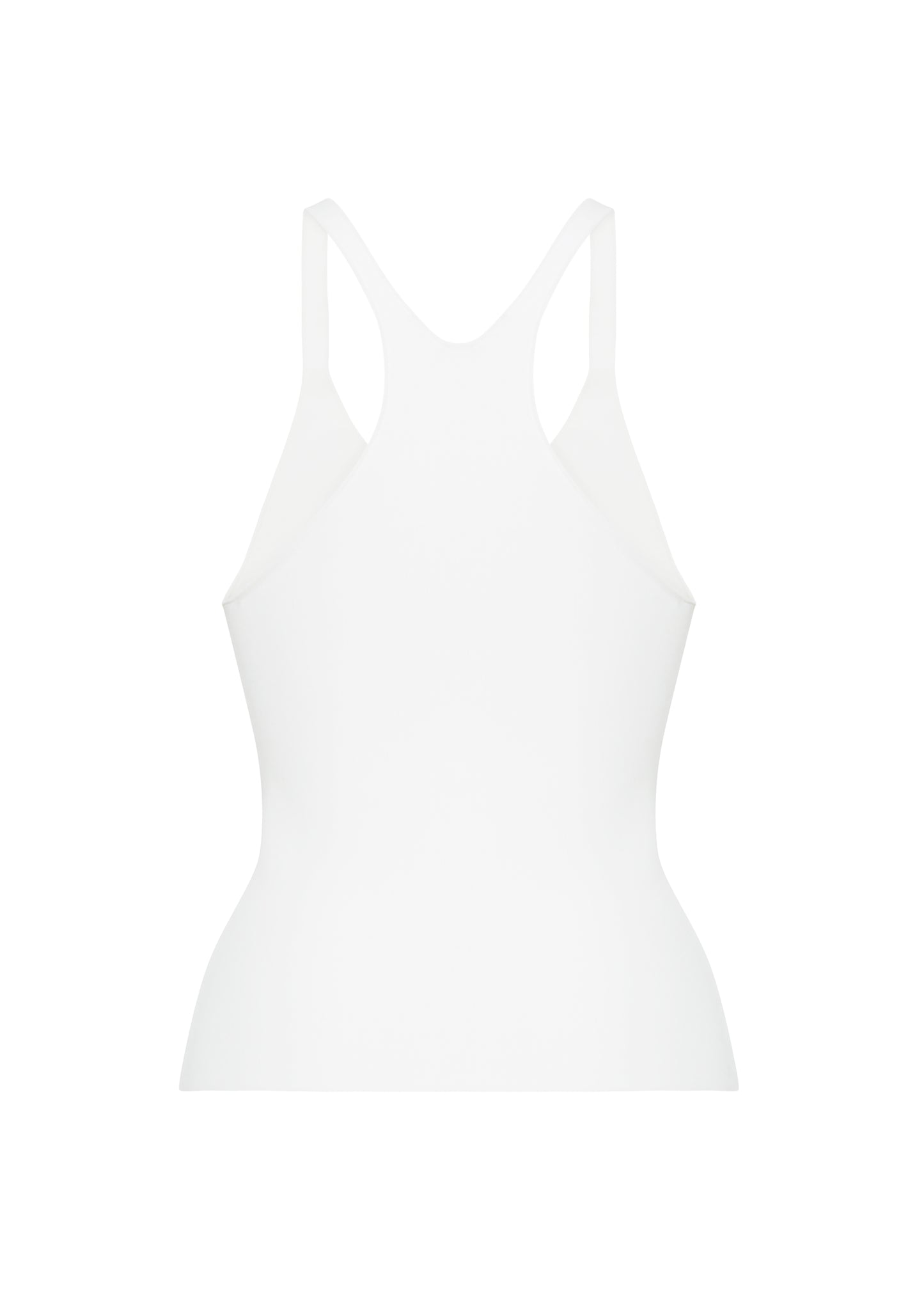 Ghost image back – lumii tank , P25601VI, ivory – Adam Lippes, P25 collection:A new silhouette from the atelier, the Lumii Tank is crafted from luxurious knitted viscose. Clean lines and athletic-inspired straps make it a versatile piece for layering or wearing alone.