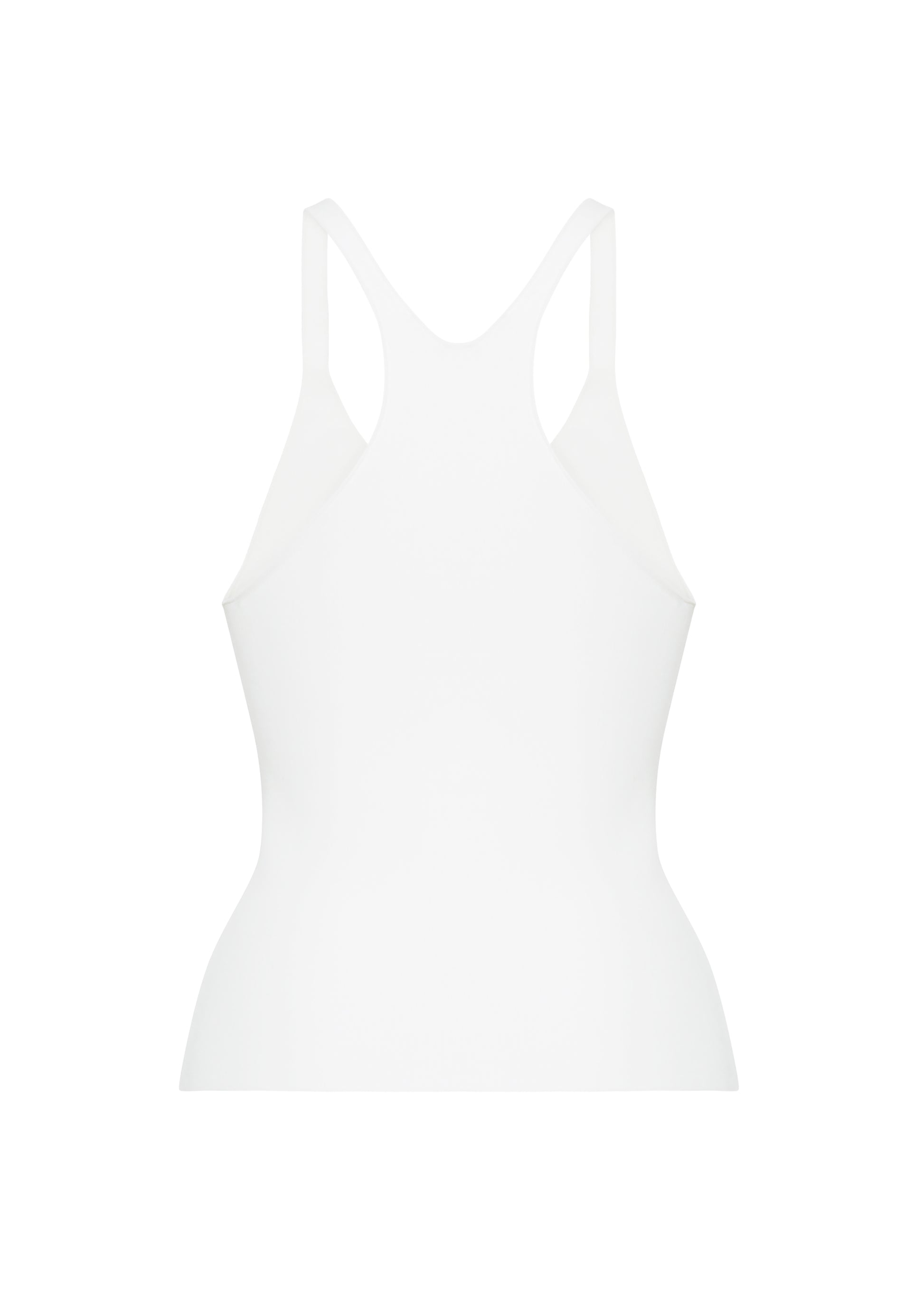 Ghost image back – lumii tank , P25601VI, ivory – Adam Lippes, P25 collection:A new silhouette from the atelier, the Lumii Tank is crafted from luxurious knitted viscose. Clean lines and athletic-inspired straps make it a versatile piece for layering or wearing alone.