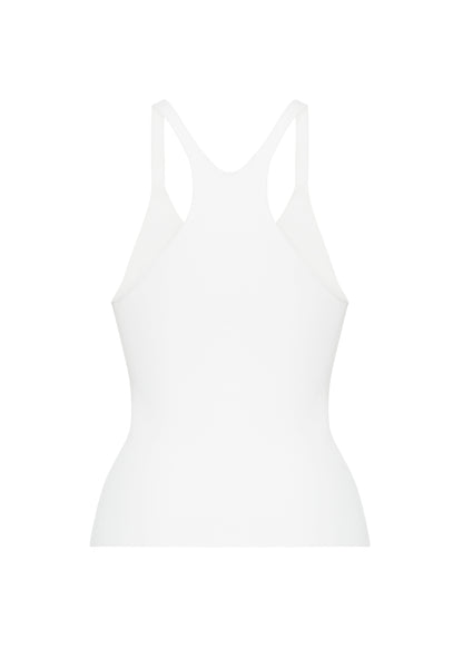 Ghost image back – lumii tank , P25601VI, ivory – Adam Lippes, P25 collection:A new silhouette from the atelier, the Lumii Tank is crafted from luxurious knitted viscose. Clean lines and athletic-inspired straps make it a versatile piece for layering or wearing alone.