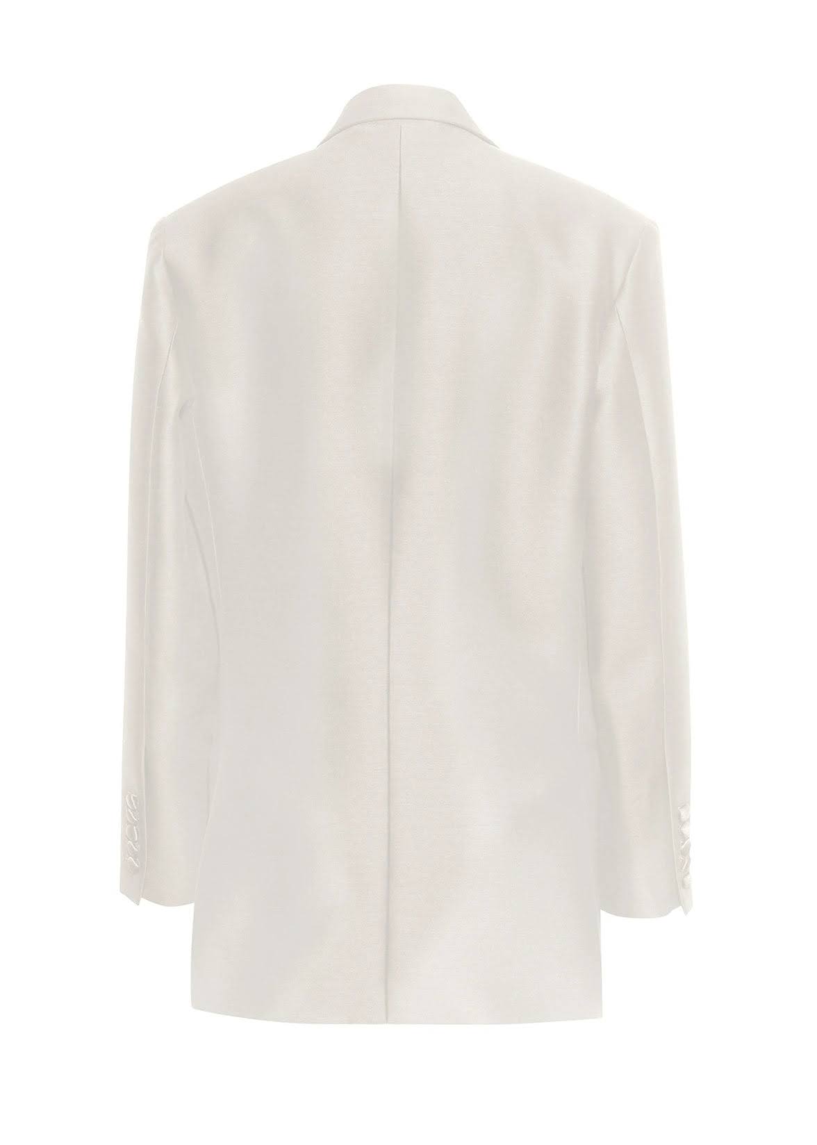 ghost image showing the back of tux jacket in radzimir wool in ivory by Adam Lippes