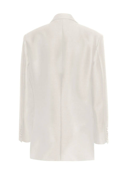 ghost image showing the back of tux jacket in radzimir wool in ivory by Adam Lippes